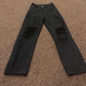 Fashion Nova Womens Black Jeggings Jeans Size 7 Juniors Distressed Knee cotton